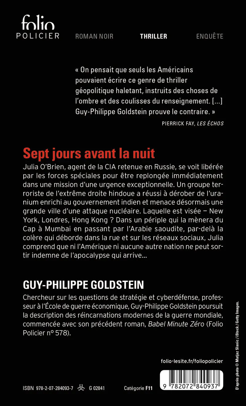 Sept jours avant la Nuit - Guy-Philippe Goldstein